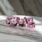 MET173 Pink and Black Resin Dice Gold Numbers 16mm (5/8in) 7-Dice Set