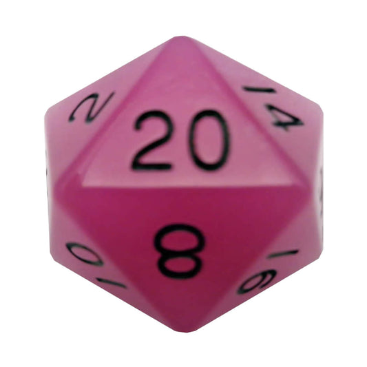 MET30720 Purple Glow In The Dark Acrylic Die Black Numbers D20 35mm Pack of 1
