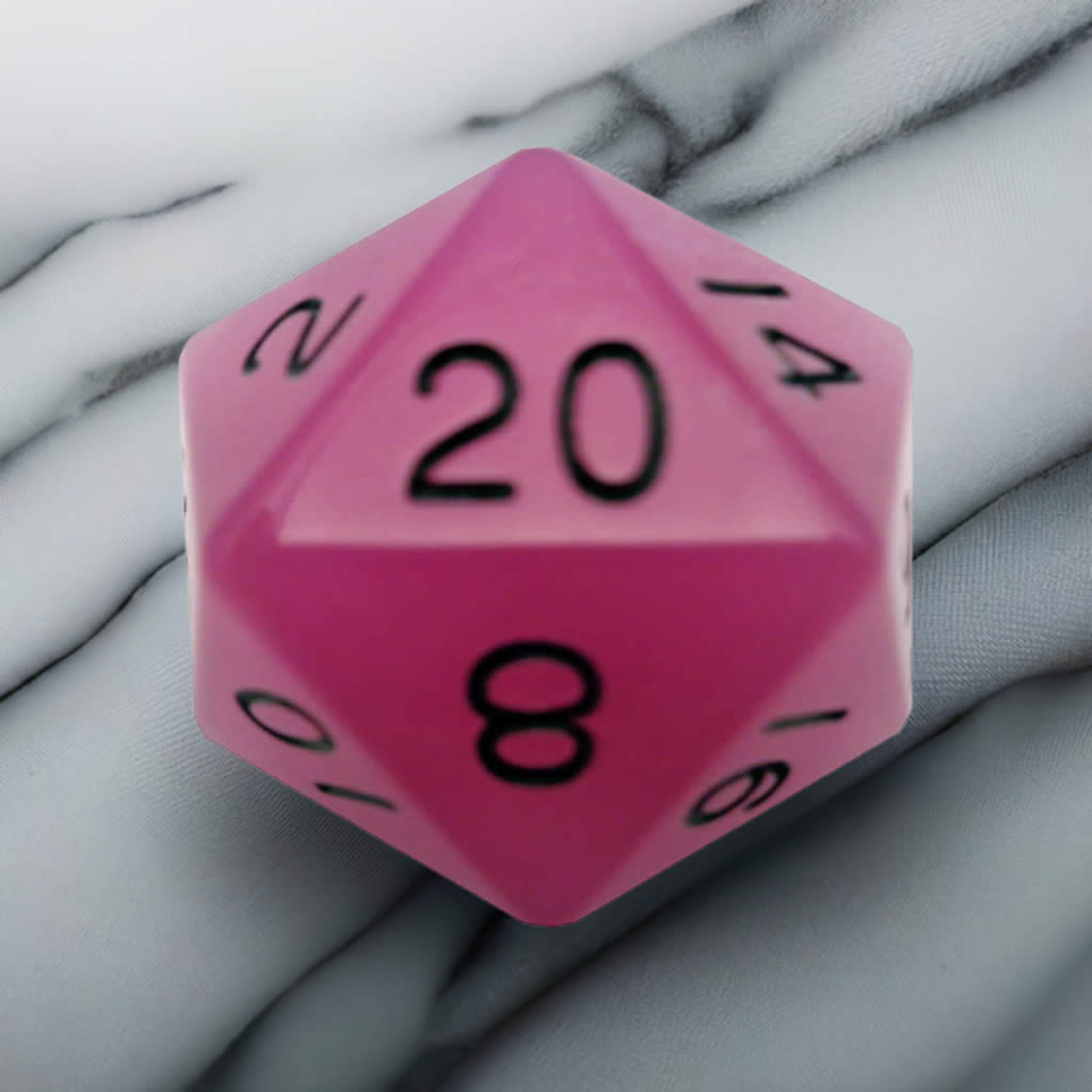 MET30720 Purple Glow In The Dark Acrylic Die Black Numbers D20 35mm Pack of 1