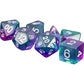 MET627 Blue Aurora with White Numbers Acrylic 16mm (5/8in) 7 Dice Set