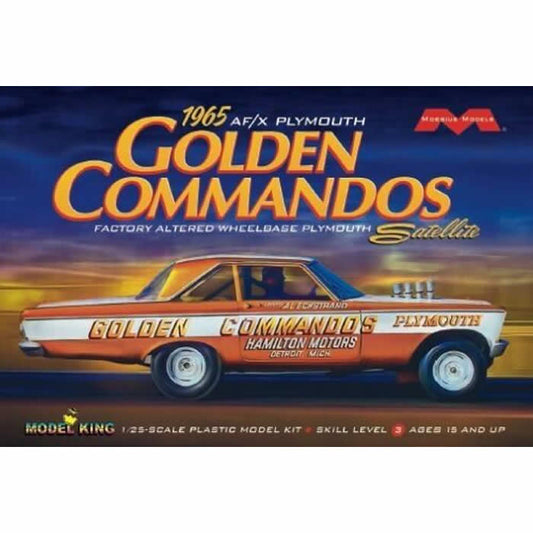 MOE1237 Plymouth 1965 Satelite Golden Commandos 1/25 Scale Plastic Model Kit Mobius