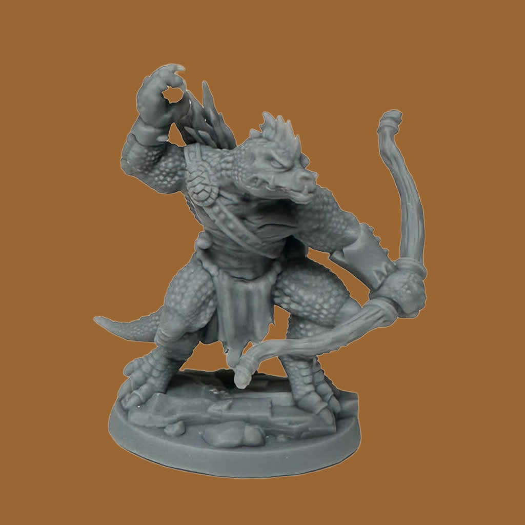 RPR07094 Waspnettle Lizardman Archer Miniature 25mm Heroic Scale Figure 3D Printed Dungeon Dwellers Reaper Miniatures