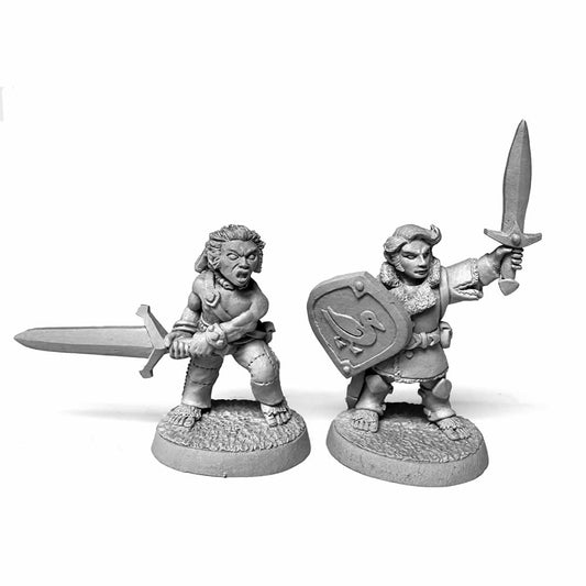 RPR07102 Halfling Fighter and Barbarian Miniature 25mm Heroic Scale Figure Dungeon Dwellers