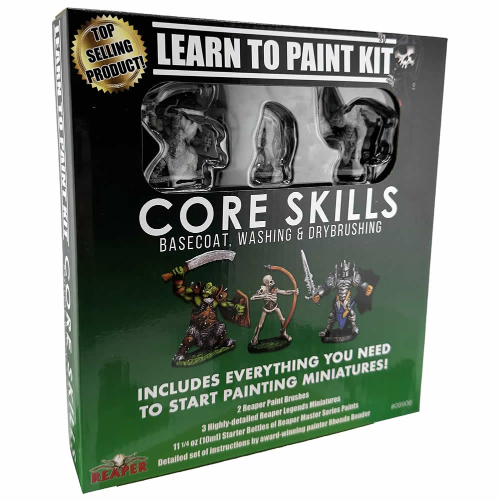 RPR08906A Learn to Paint Kit Core Skills Miniatures Learn to Paint Kit Box Reaper Miniatures