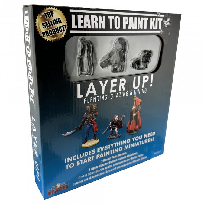 RPR08907 Layer Up Paint Kit Learn to Paint Kit Box Reaper Miniatures