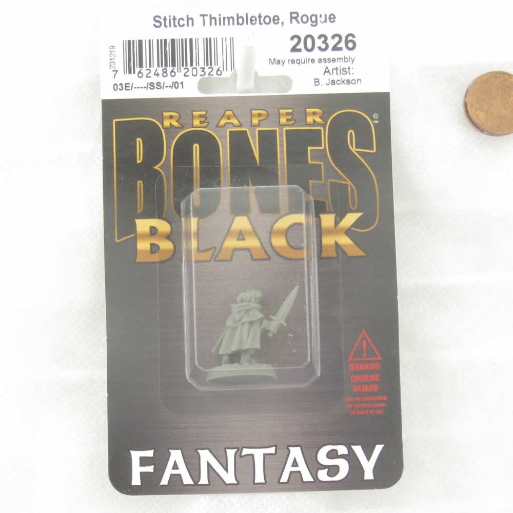 RPR20326 Stitch Thimbletoe Halfling Thief Miniature 25mm Heroic Scale Figure Bones Black
