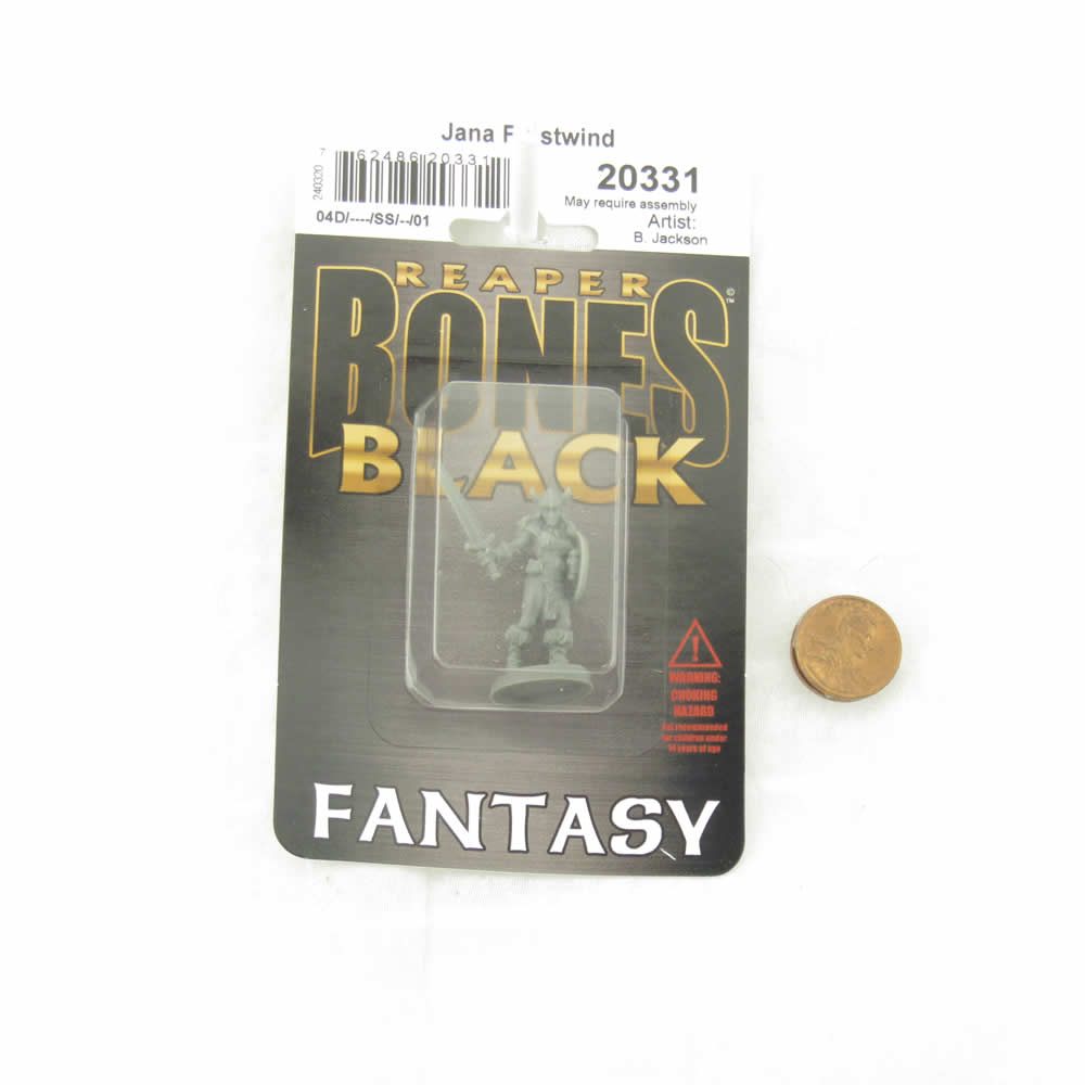 RPR20331 Jana Frostwind Female Barbarian Miniature 25mm Heroic Scale Figure Bones Black