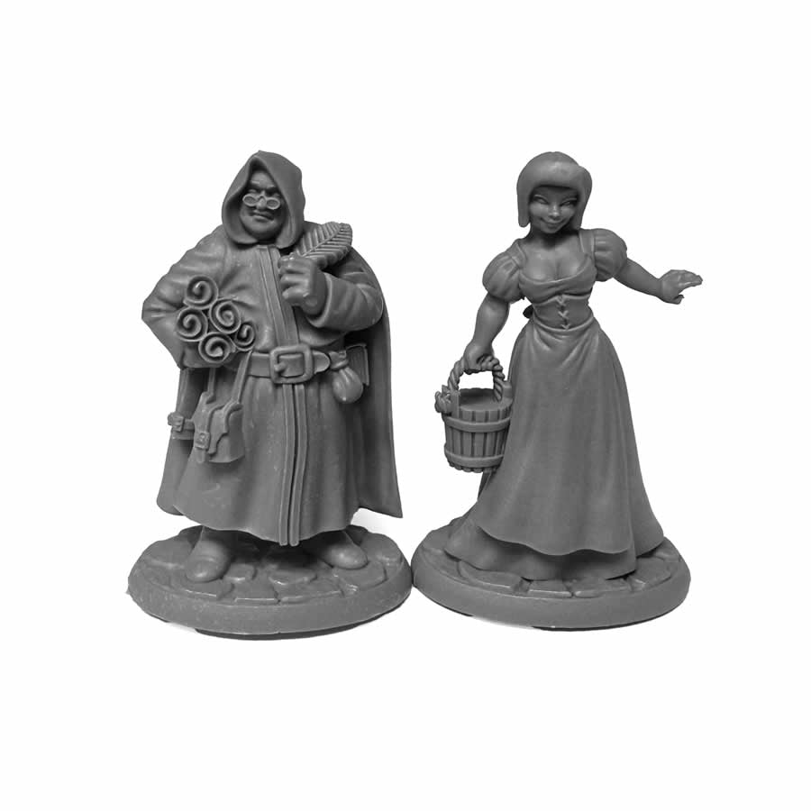 RPR30121 Townsfolk Sage and Milk Maid Miniature Figure 25mm Heroic Scale Reaper Bones USA