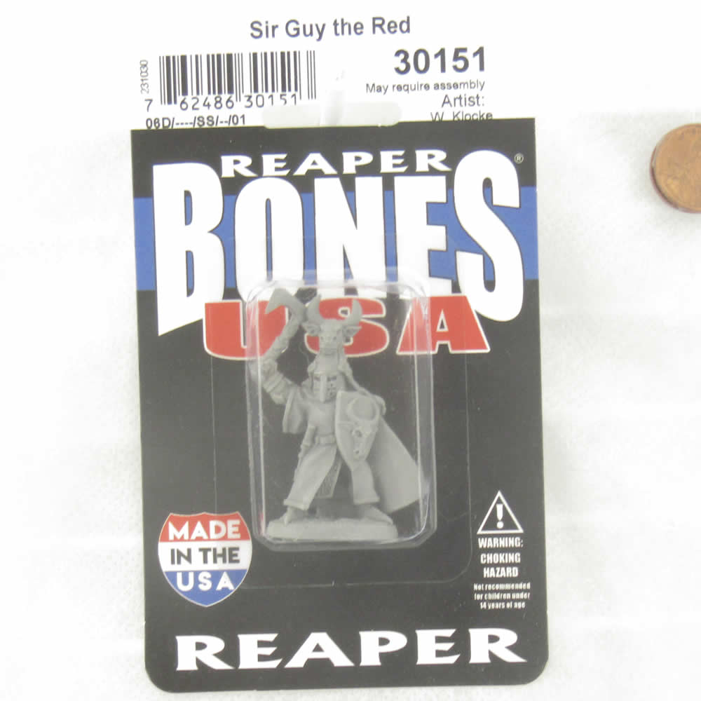 RPR30151 Sir Guy the Red Miniature Figure 25mm Heroic Scale Reaper Bones USA