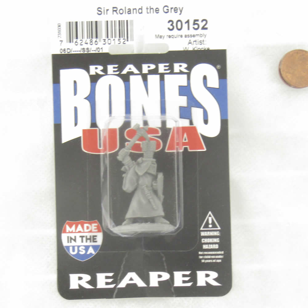 RPR30152 Sir Roland the Grey Miniature Figure 25mm Heroic Scale Reaper Bones USA