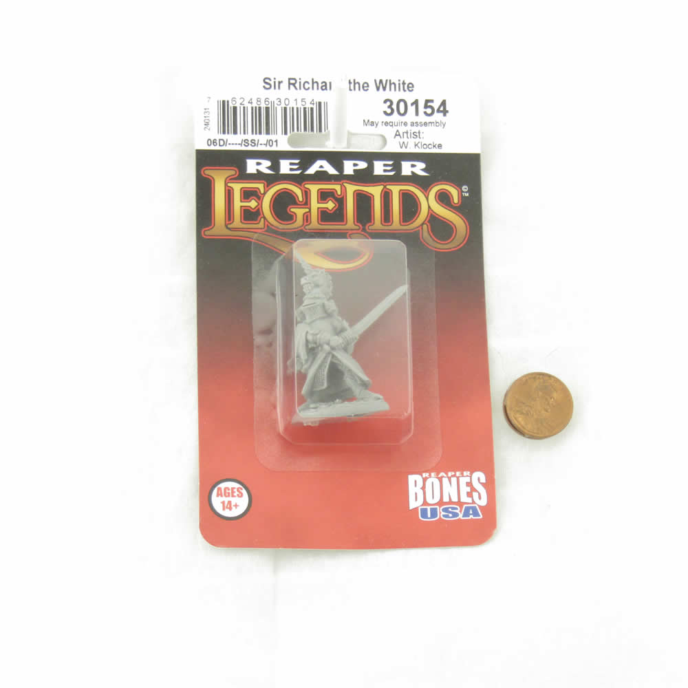 RPR30154 Sir Richard the White Miniature Figure 25mm Heroic Scale Reaper Bones USA