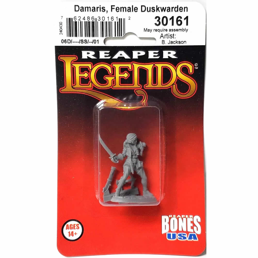 RPR30161 Damaris Female Duskwarden Miniature Figure 25mm Heroic Scale Reaper Bones USA