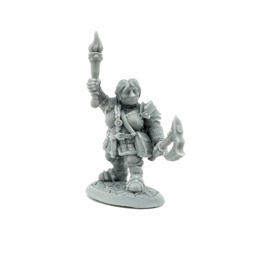 RPR30186 Hargret Ironthumb Dwarf Heroine Miniature Figure 25mm Heroic Scale Reaper Bones USA