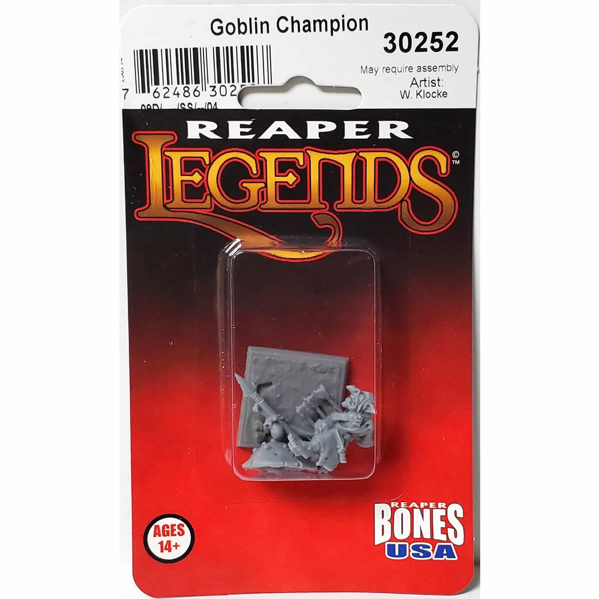 RPR30252 Goblin Champion Miniature Figure 25mm Heroic Scale Reaper Bones USA