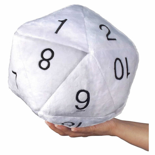UPR84949 Jumbo D20 Dice Plush In White With Black Numbering