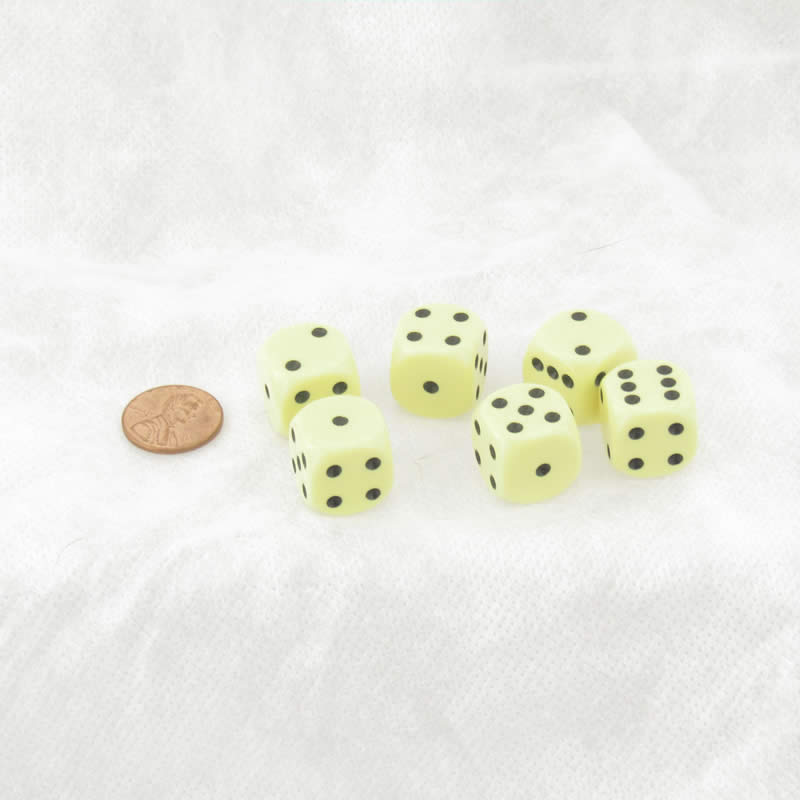 WCX25662E6 Yellow Pastel Dice with Black Pips D6 16mm (5/8in) Pack of 6