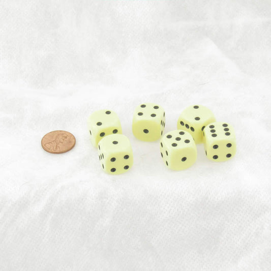 WCX25662E6 Yellow Pastel Dice with Black Pips D6 16mm (5/8in) Pack of 6