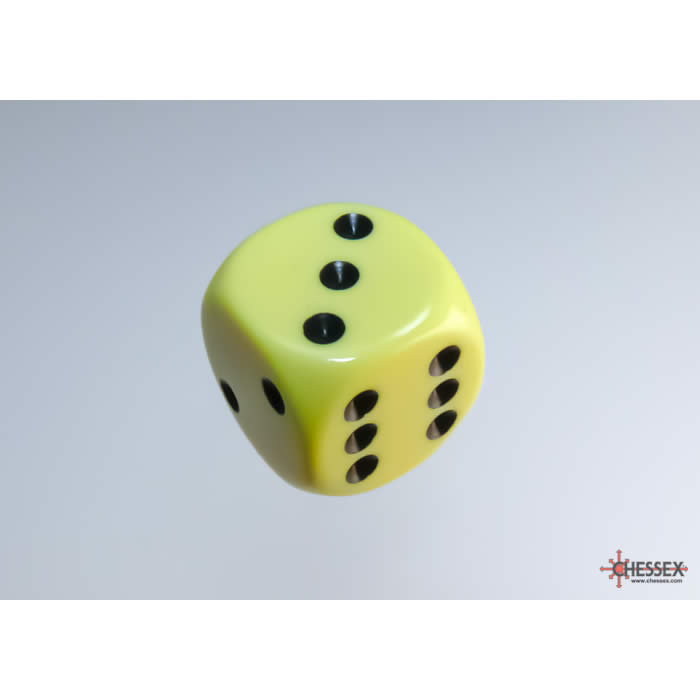 WCX25662E6 Yellow Pastel Dice with Black Pips D6 16mm (5/8in) Pack of 6