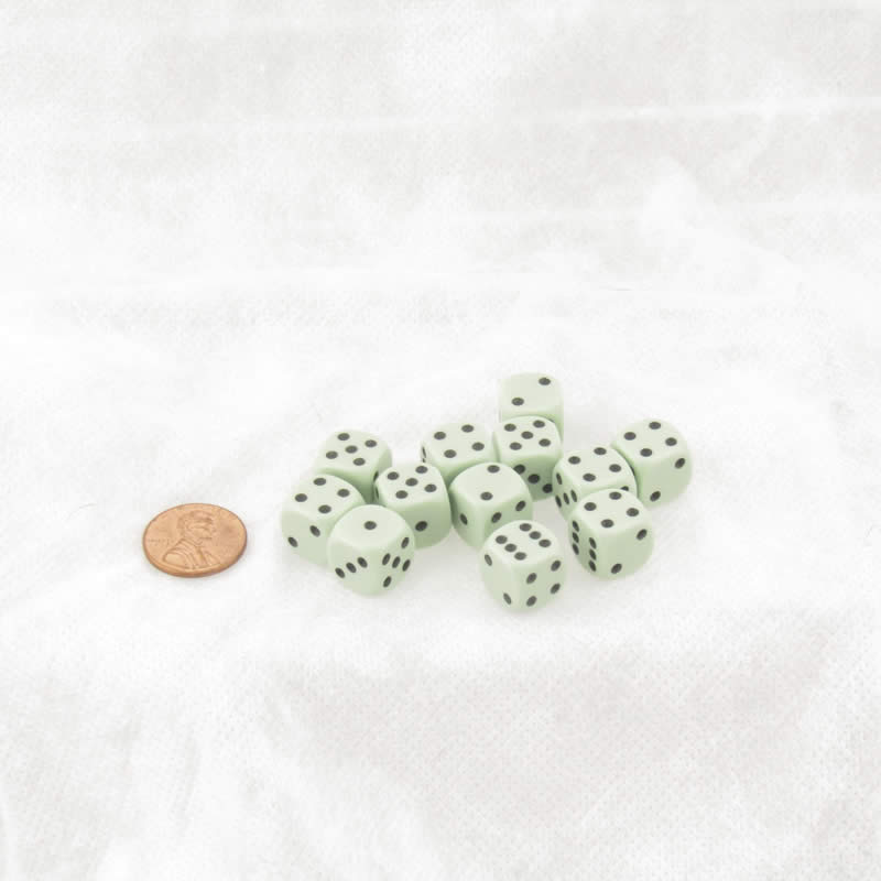 WCX25865E12 Green Pastel Dice with Black Pips D6 12mm (1/2in) Pack of 12