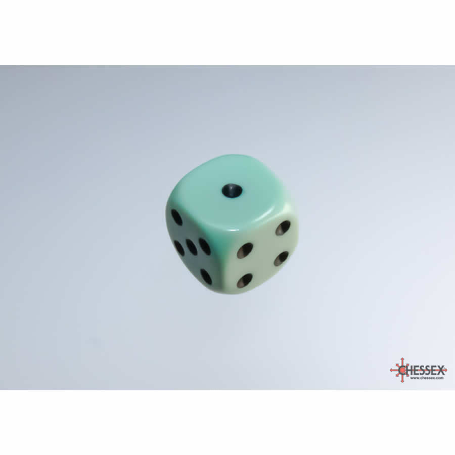 WCX25865E12 Green Pastel Dice with Black Pips D6 12mm (1/2in) Pack of 12