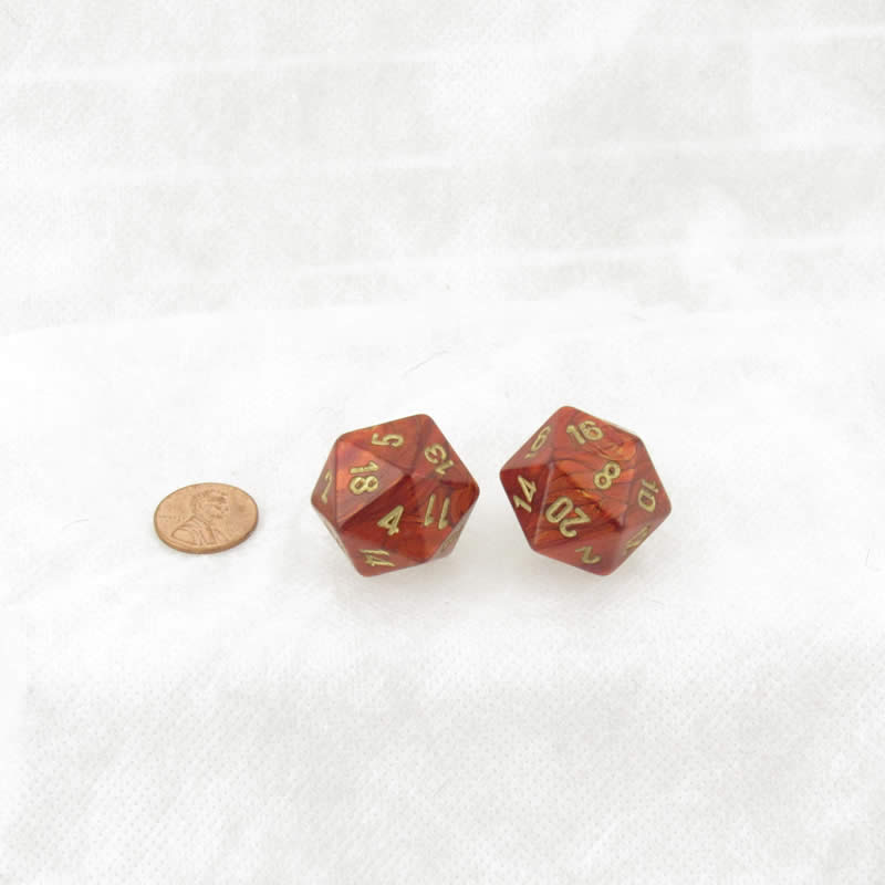 WCXLC2004E2 Scarlet Scarab Mega-Hedral with Gold Colored Numbers 20mm (25/32in) D20 Pack of 2