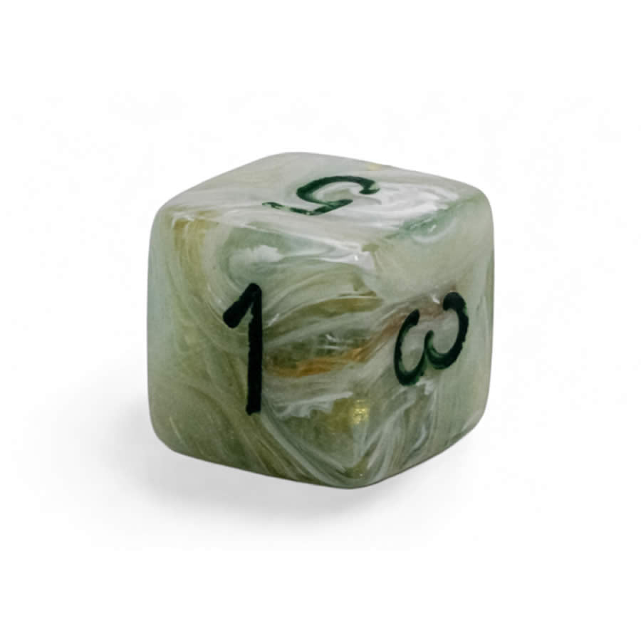 WCXLM0695E2 Green Marble Colored Mega-Hedral with Dark Green Numbers 20mm (25/32in) D6 Pack of 2