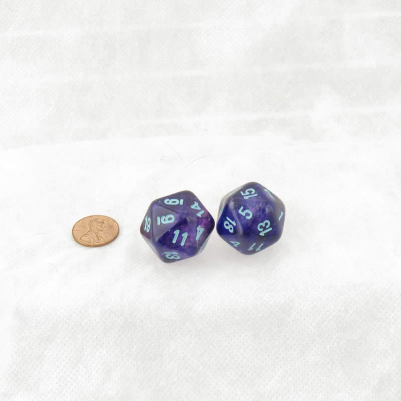 WCXLN2057E2 Nocturnal Nebula Mega-Hedral with Turquoise Colored Numbers 20mm (25/32in) D20 Pack of 2