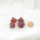 WCXPG1167E4 Red and Violet Translucent Gemini Dice with Gold Numbers Perc D10 Aprox 16mm (5/8in) Pack of 4