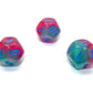 WCXPG1264E4 Gel Green and Pink Gemini Luminary Dice with Blue Numbers D12 Aprox 16mm (5/8in) Pack of 4