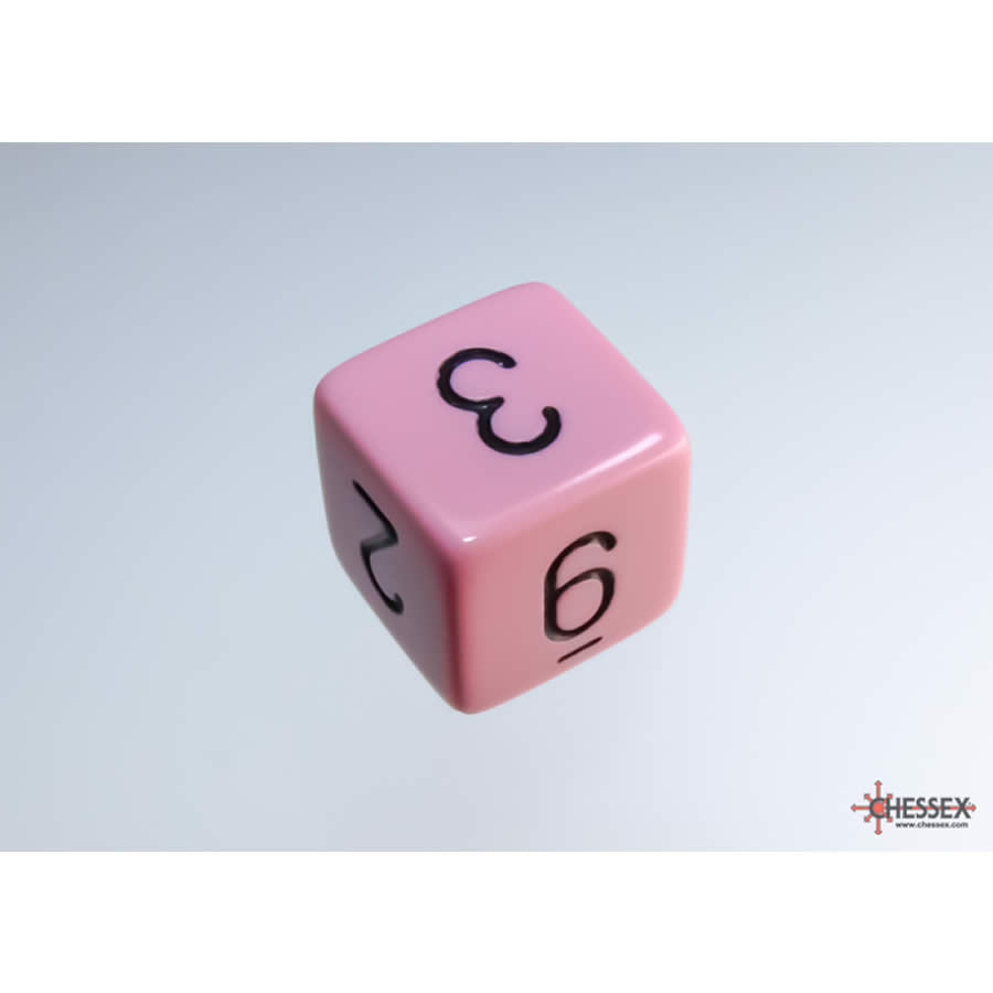 WCXPQ0664E4 Pink Pastel Dice with Black Numbers D6 Aprox 16mm (5/8in) Pack of 4