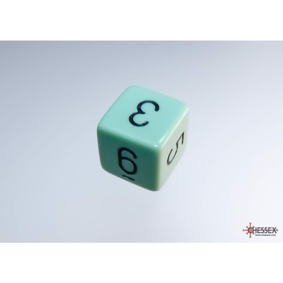 WCXPQ0665E4 Green Pastel Dice with Black Numbers D6 Aprox 16mm (5/8in) Pack of 4