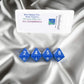 WCXPQ0806E4 Blue Opaque Dice with White Numbers D8 Aprox 16mm (5/8in) Pack of 4 Dice