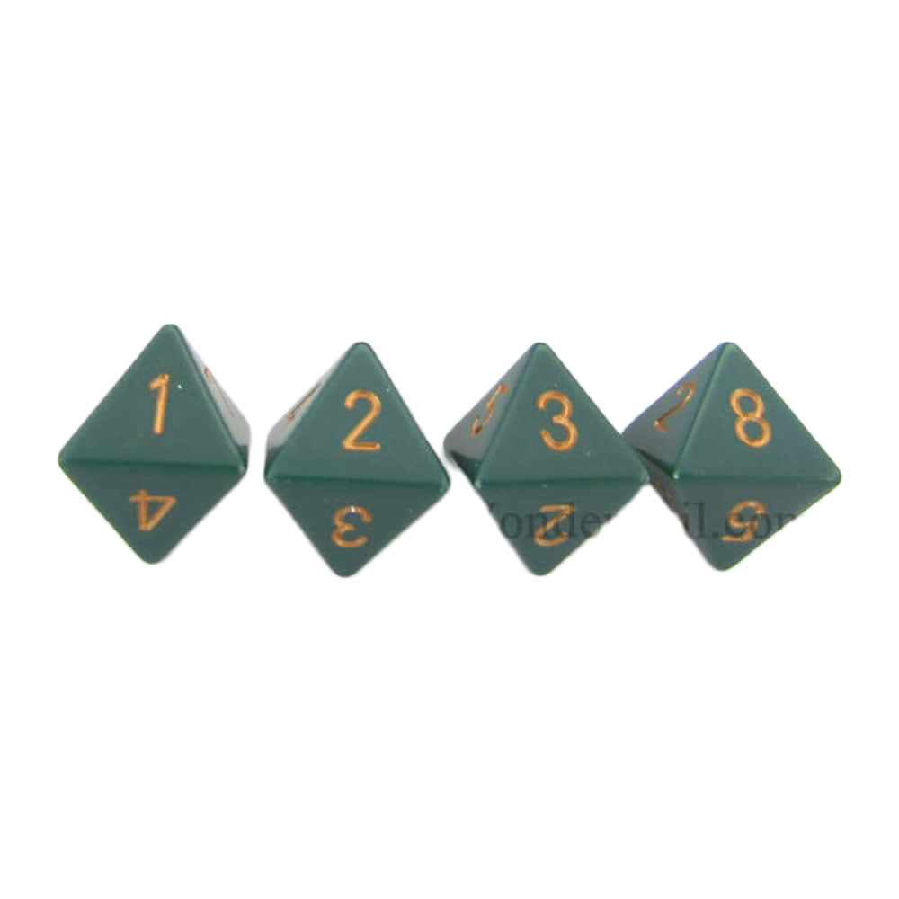 WCXPQ0815E4 Dusty Green Opaque Dice with Copper Numbers D8 Aprox 16mm (5/8in) Pack of 4 Dice