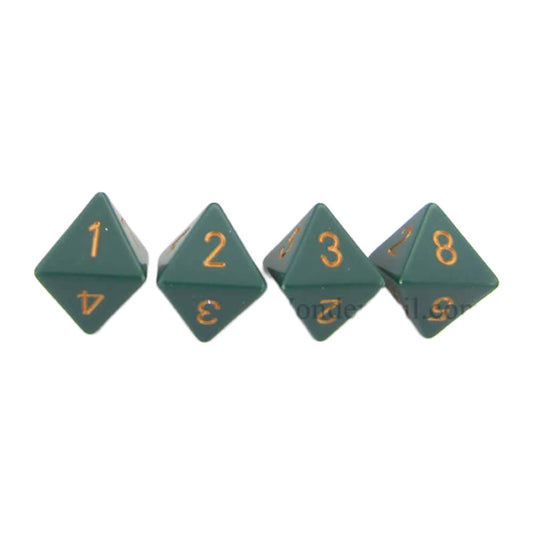 WCXPQ0815E4 Dusty Green Opaque Dice with Copper Numbers D8 Aprox 16mm (5/8in) Pack of 4 Dice