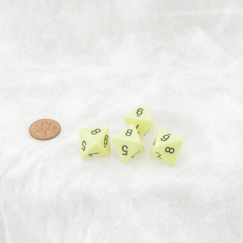 WCXPQ0862E4 Yellow Pastel Dice with Black Numbers D8 Aprox 16mm (5/8in) Pack of 4