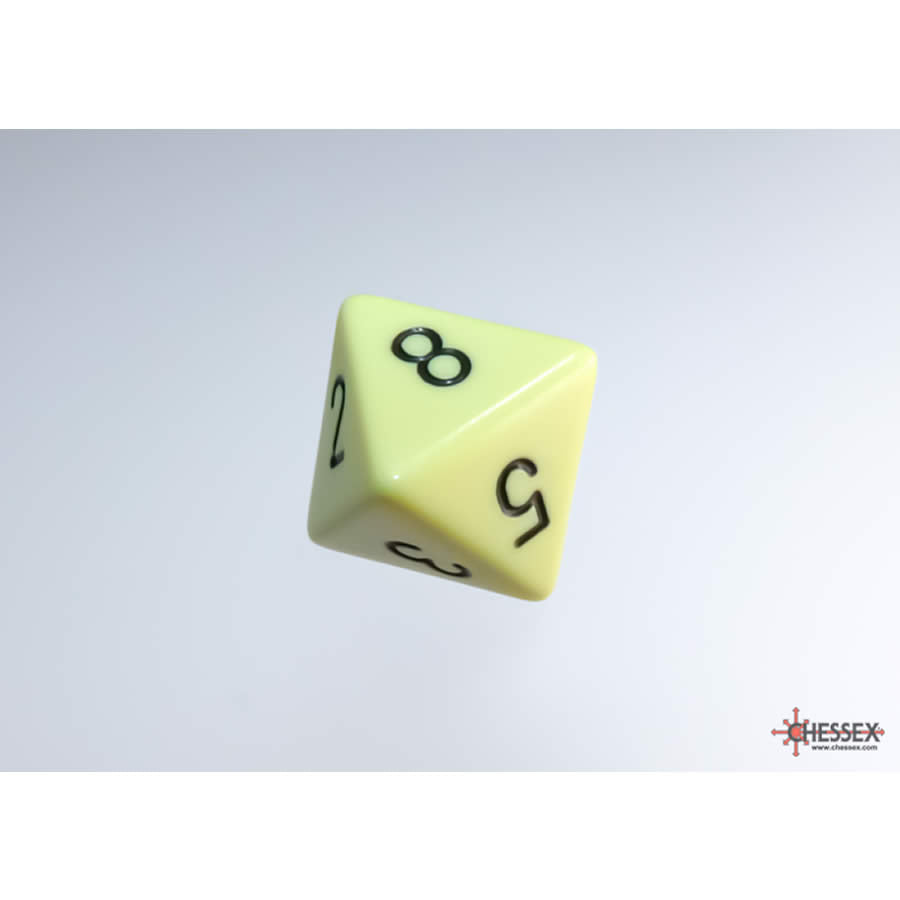 WCXPQ0862E4 Yellow Pastel Dice with Black Numbers D8 Aprox 16mm (5/8in) Pack of 4