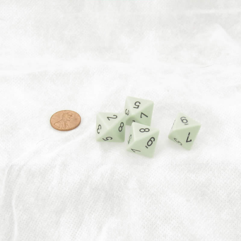 WCXPQ0865E4 Green Pastel Dice with Black Numbers D8 Aprox 16mm (5/8in) Pack of 4