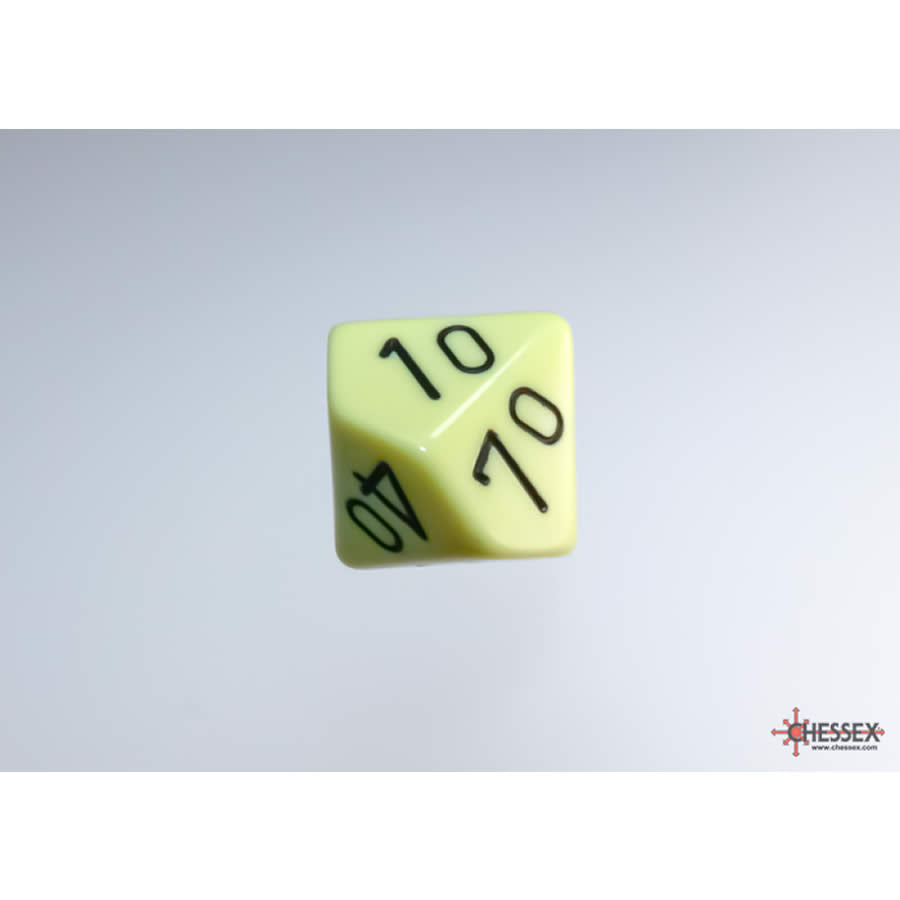 WCXPQ1162E4 Yellow Pastel Dice with Black Numbers 10s D10 Aprox 16mm (5/8in) Pack of 4