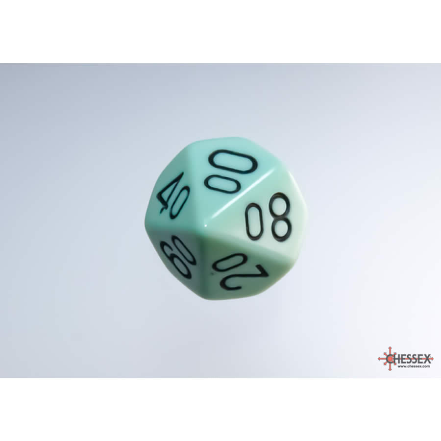 WCXPQ1165E4 Green Pastel Dice with Black Numbers 10s D10 Aprox 16mm (5/8in) Pack of 4