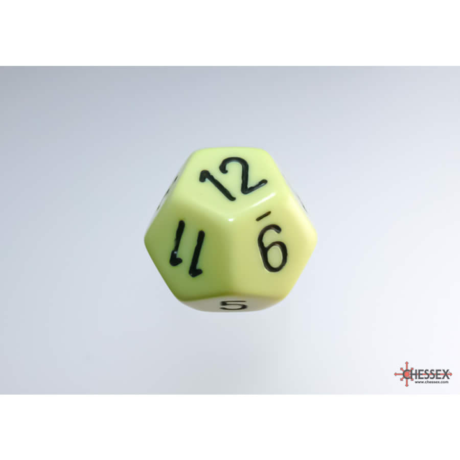 WCXPQ1262E4 Yellow Pastel Dice with Black Numbers D12 Aprox 16mm (5/8in) Pack of 4