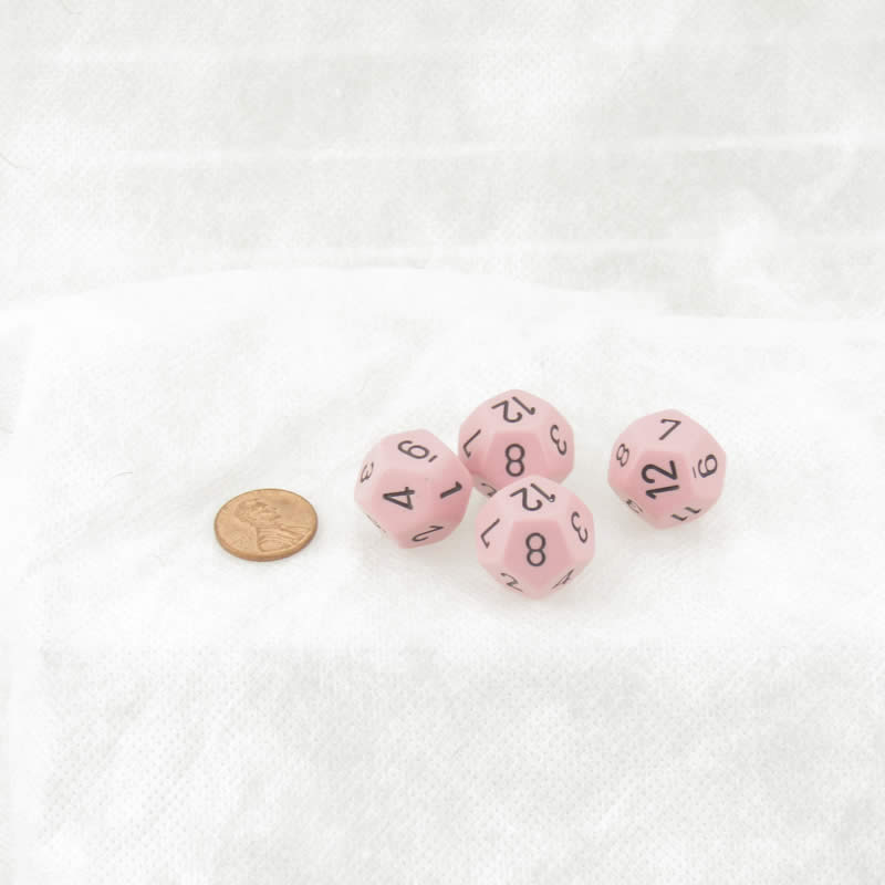 WCXPQ1264E4 Pink Pastel Dice with Black Numbers D12 Aprox 16mm (5/8in) Pack of 4