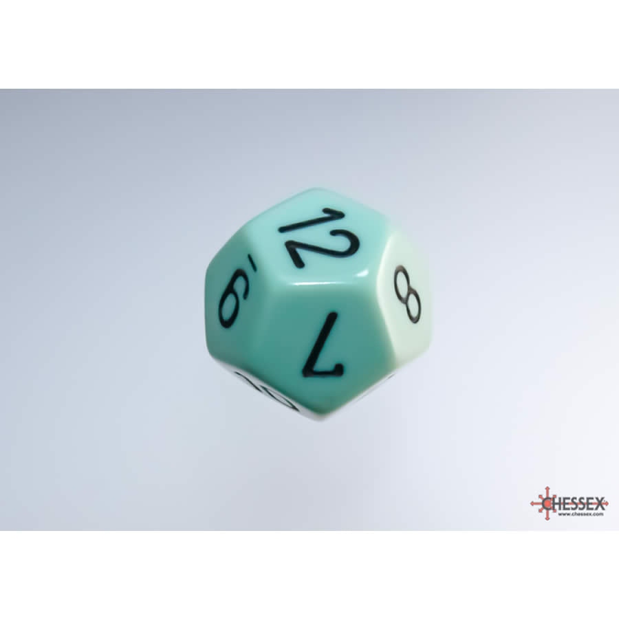 WCXPQ1265E4 Green Pastel Dice with Black Numbers D12 Aprox 16mm (5/8in) Pack of 4