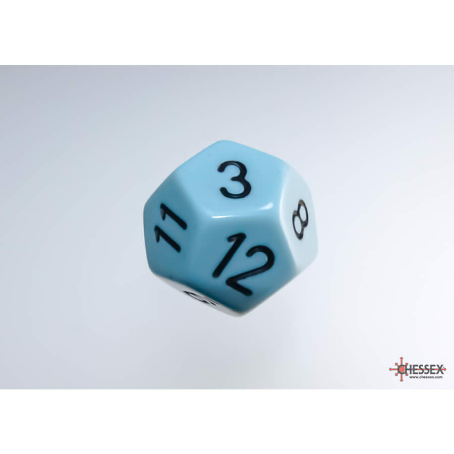 WCXPQ1266E4 Blue Pastel Dice with Black Numbers D12 Aprox 16mm (5/8in) Pack of 4