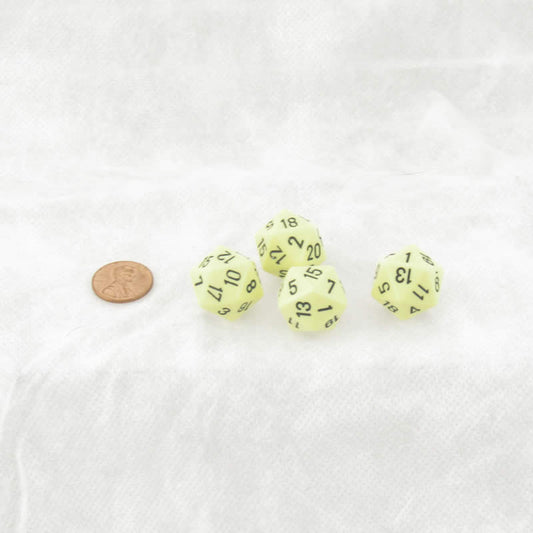 WCXPQ2062E4 Yellow Pastel Dice with Black Numbers D20 Aprox 16mm (5/8in) Pack of 4