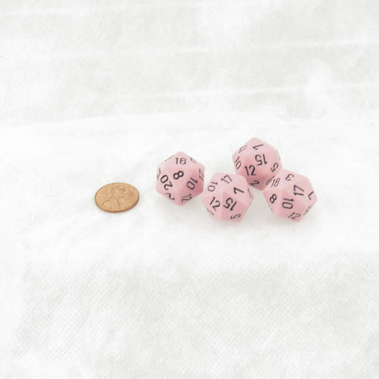 WCXPQ2064E4 Pink Pastel Dice with Black Numbers D20 Aprox 16mm (5/8in) Pack of 4