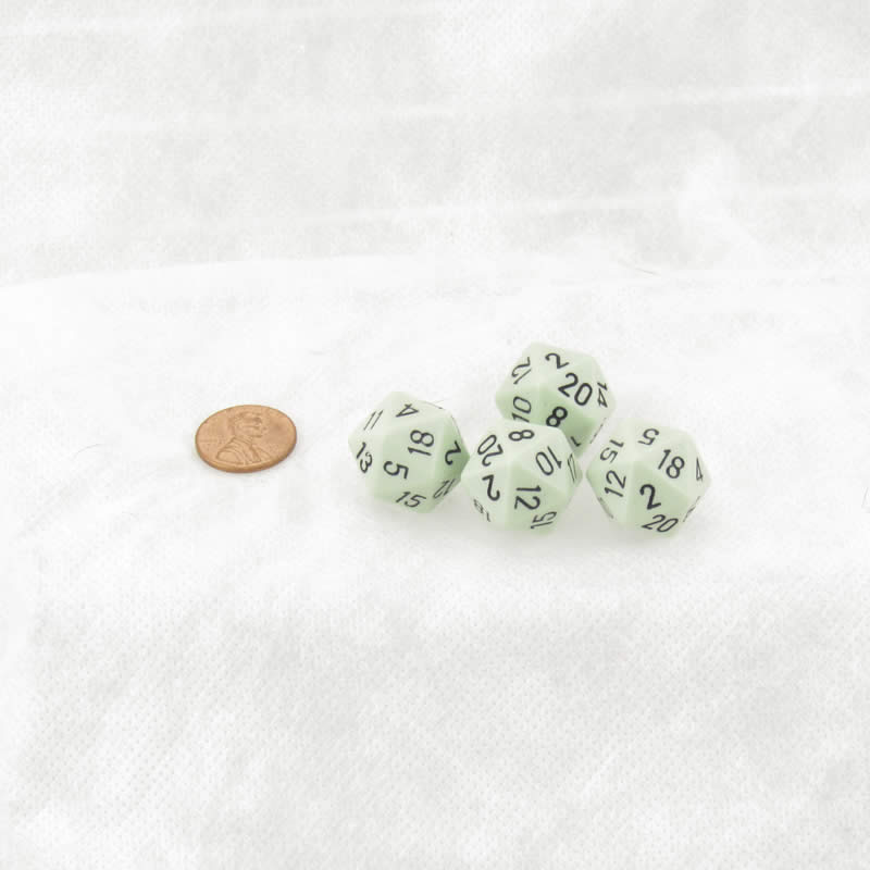 WCXPQ2065E4 Green Pastel Dice with Black Numbers D20 Aprox 16mm (5/8in) Pack of 4