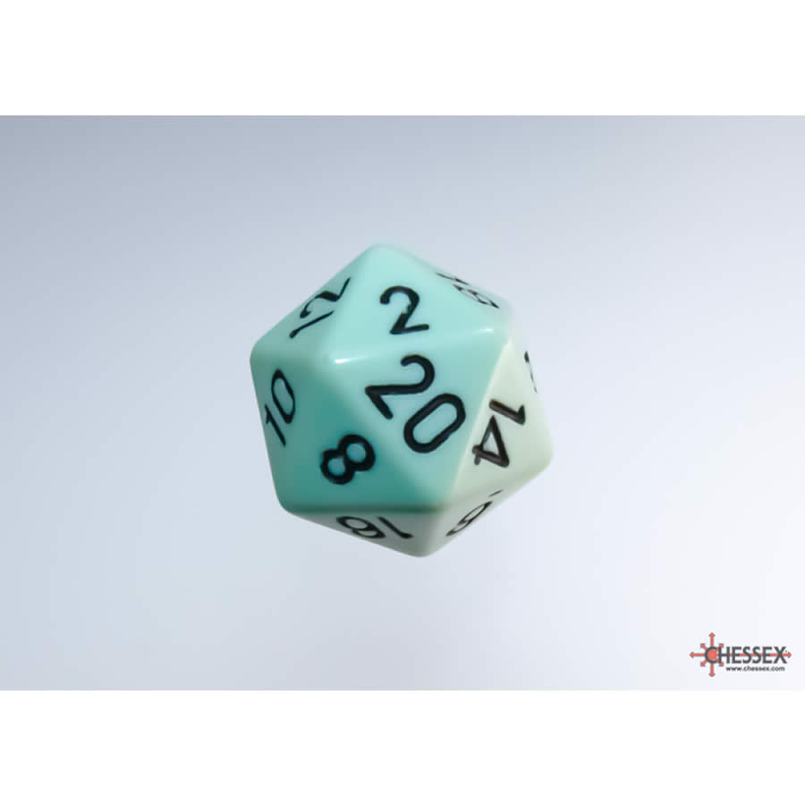 WCXPQ2065E4 Green Pastel Dice with Black Numbers D20 Aprox 16mm (5/8in) Pack of 4