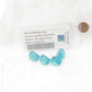 WCXPT0315E4 Teal Translucent Dice with White Numbers D3 Aprox 15mm (19/32in) Pack of 4