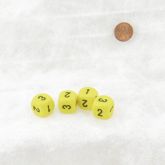 WCXXQ0302E4 Yellow Opaque Dice Black Numbers D3 (D6 1-3 Twice) 16mm
