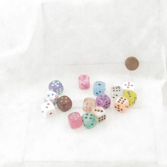 WCXXQ0699E15 Assorted Dice with Hearts D6 16mm (5/8in) Pack of 15